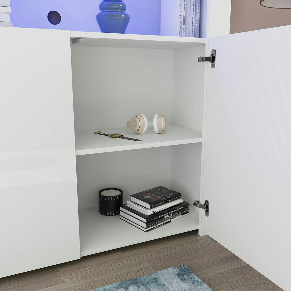 image 1 of Vida Designs Nova 2 Door LED Sideboard Buffet Cabinet Storage, White