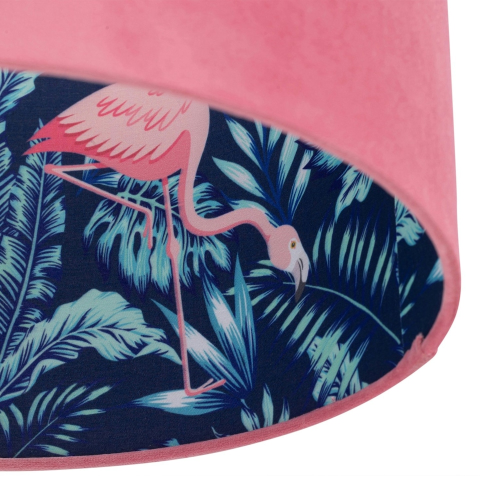 image 1 of Aura - Satin Brass Table Lamp with Pink Velvet Flamingo Shade Bronze | Pink