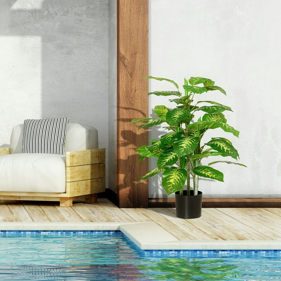 image 1 of HOMCOM 95cm Artificial Evergreen Tree Fake Plant in Pot Indoor Decor