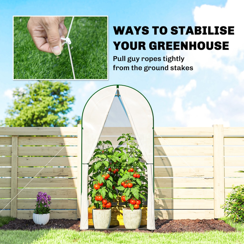 image 1 of Outsunny Mini Greenhouse, Small Greenhouse with PE Base, White | White | White