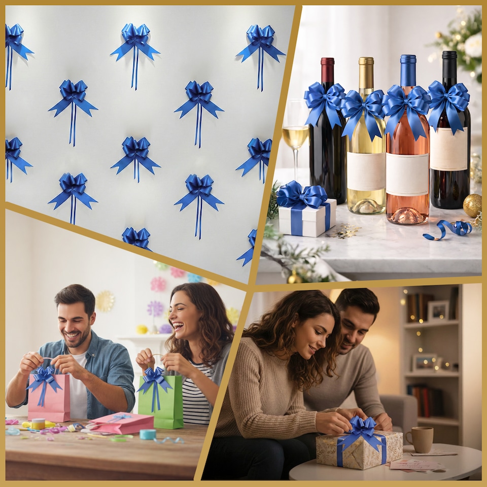image 1 of 40pcs Navy Blue 50mm/5cm Large Ribbon Pull Bows for Gift Wrapping, Hampers, Florist Bouquets, Wedding Cars and Party Décor Pullbow