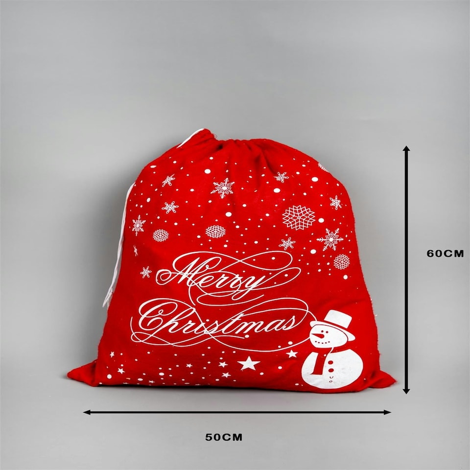 image 1 of 46 x 60cm Large Christmas Santa Sack Snowflake Snowman 1Pc