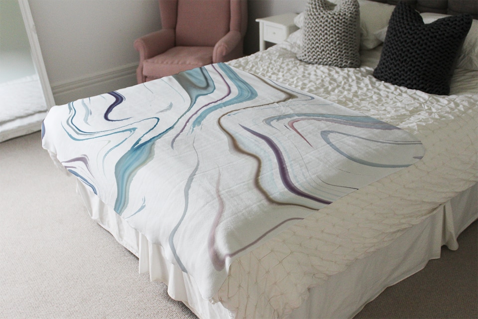 image 1 of Blue Rippled Marble Blanket | Multi