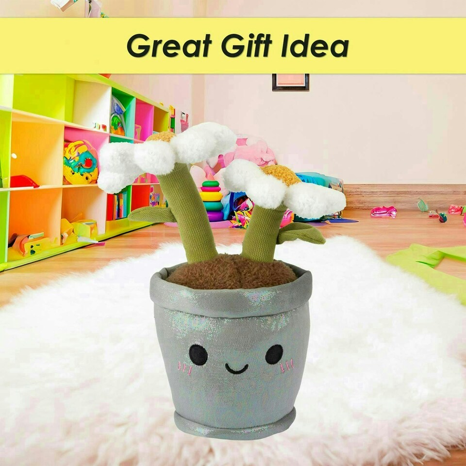 image 1 of Flowerpot Soft Toy Cute Plushie Huggable Cuddly Stuffed Toy Gift 30cm White
