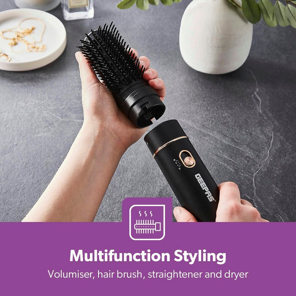 image 1 of GEEPAS 3-in-1 Hair Styler, Hot Air Brush & Volumizer – Hot Air Brush Hair Dryer