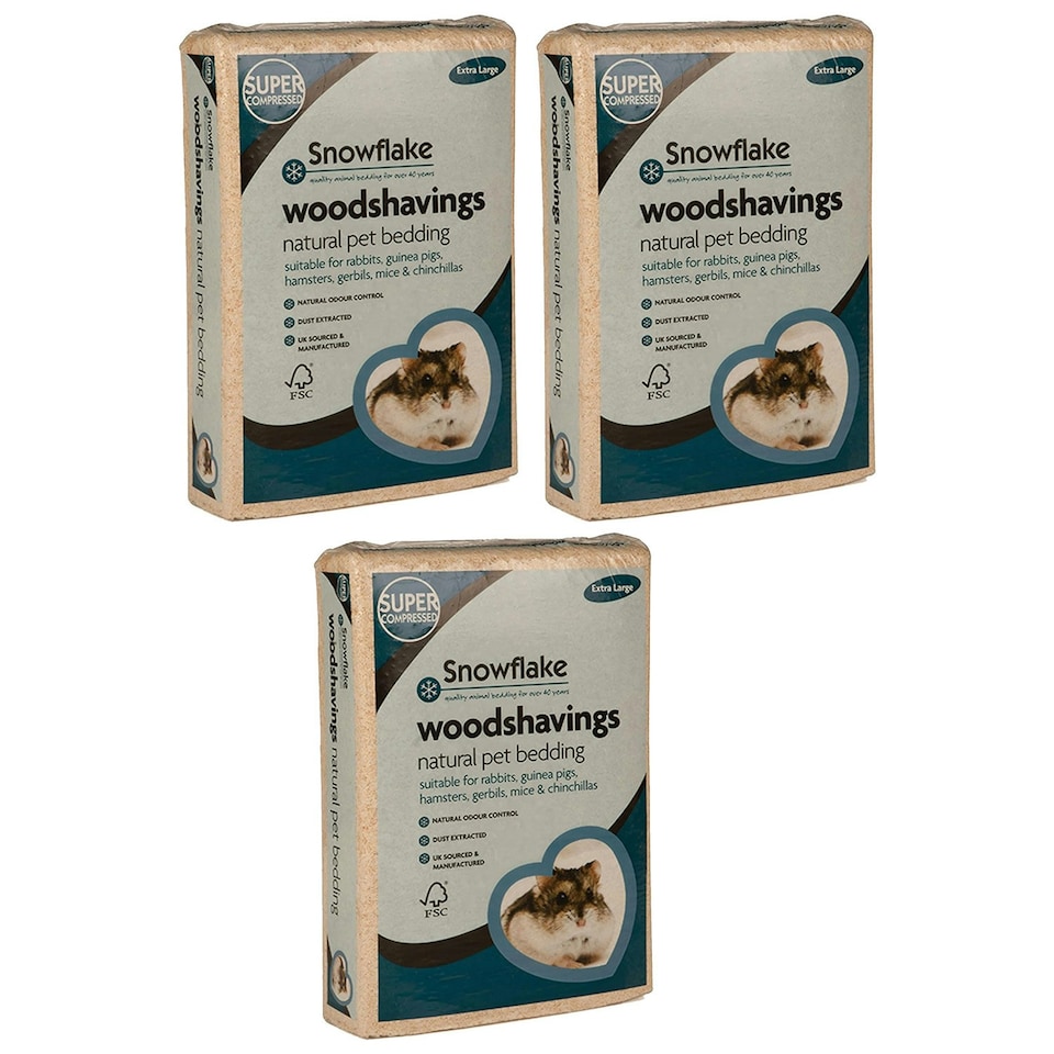 image 1 of 3 Bags Extra Large 7.5kg Animal Pet Bedding Wood Shavings With Odour Control Pet Bed For Hamsters