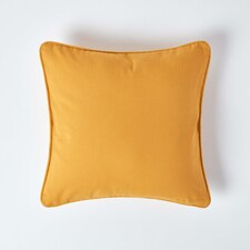 Homescapes Cotton Plain Mustard Yellow Cushion Cover - 45 x 45 cm | Yellow | Mustard Yellow | 1
