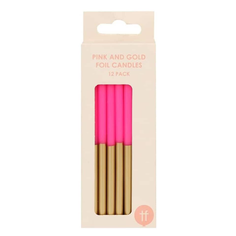 image 1 of Table Fun Pink & Gold Birthday Candles - Bulk Party Candles - 144 Pack