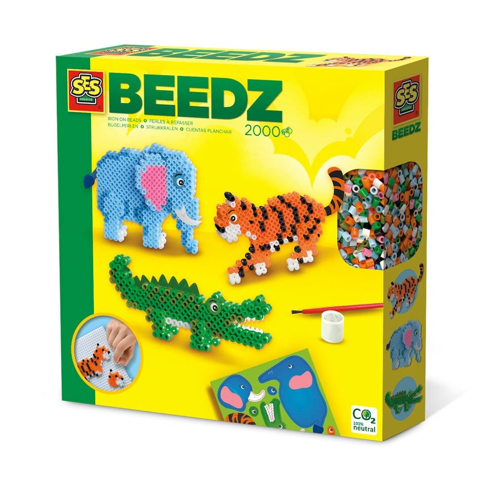 image 1 of SES CREATIVE Beedz Safari Animals 2000 Iron-on Beads Mosaic Art Kit