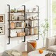 image 5 of COSTWAY 4-Tier Shelving Wall Mounted Wood Bookcasw Brown