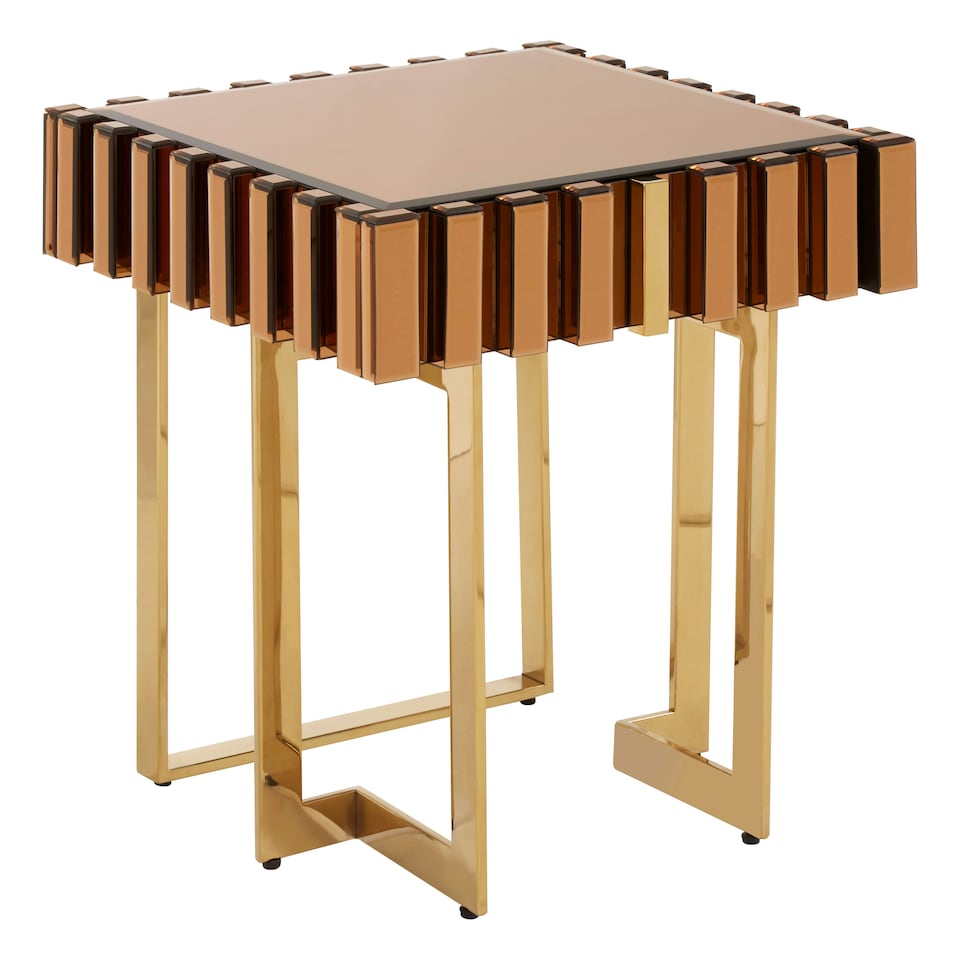 image 1 of Interiors by Premier Modern Design Side Table, Spacious Nesting Table For Patio, Classic Bedside Table, Distinctive Square Table | Gold