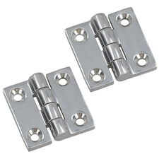 Polished Door Butt Hinge 2 Pack Stainless Steel 38mm x 38mm 316 Marine Cabin Silver