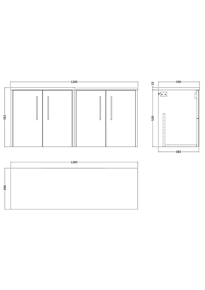 image 1 of Balterley Winshill Contemporary Wall Hung Vanity Unit with Laminate Worktop, Light Oak, 1200mm