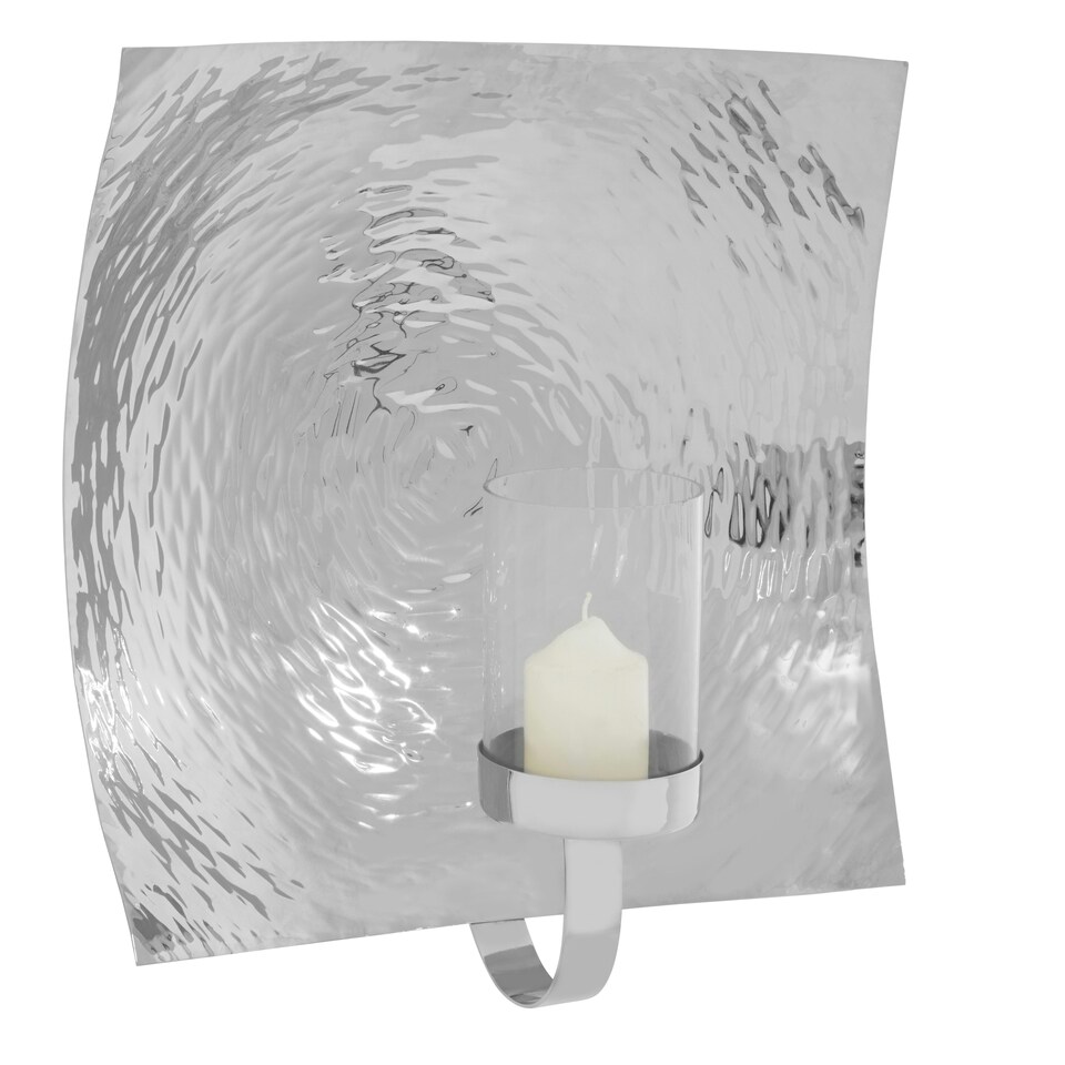 image 1 of Interiors By Premier Large Wall Sconce,Silver Lantern,Textured Aluminum Large Wall Light,Outdoor Wall Lamp With Glass Shade Silver