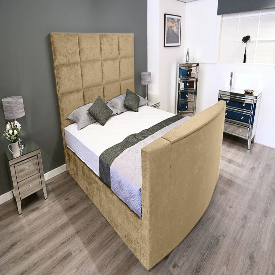 Lurvi Plush Beige Double TV Bed Frame - Beige