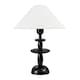 image 1 of ValueLights Justin Natural Taper Shade Dark Wood Table Lamp & Bulb | Brown