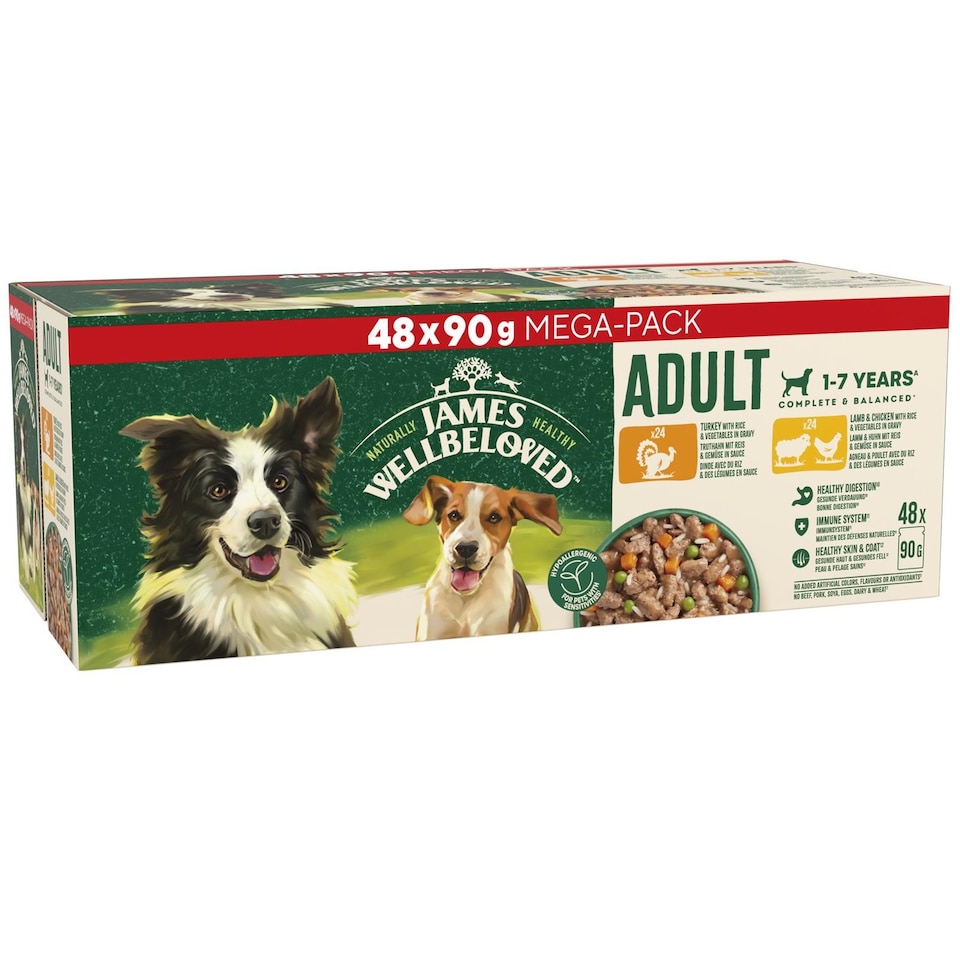 image 1 of James Wellbeloved Adult Wet Dog Food Pouches Mixed Selection in Gravy 48 x 90g