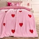 image 1 of OHS Hearts Tufted Teddy Fleece Throw Blanket Soft Bedspread | Pink | One Size