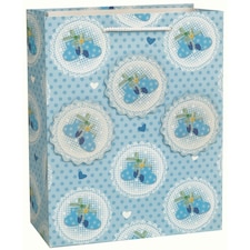 Unique Party Baby Booties Gift Bag - Blue/White - One Size