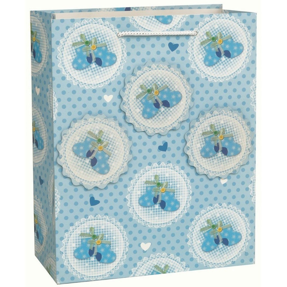 Unique Party Baby Booties Gift Bag - Blue/White - One Size