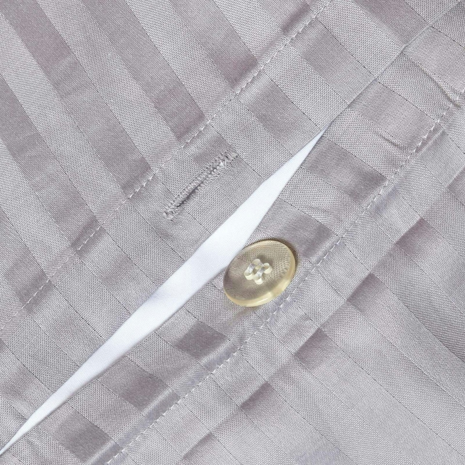 image 1 of Homescapes Grey Egyptian Cotton Stripe Duvet Cover and Pillowcases 330 TC, King Grey