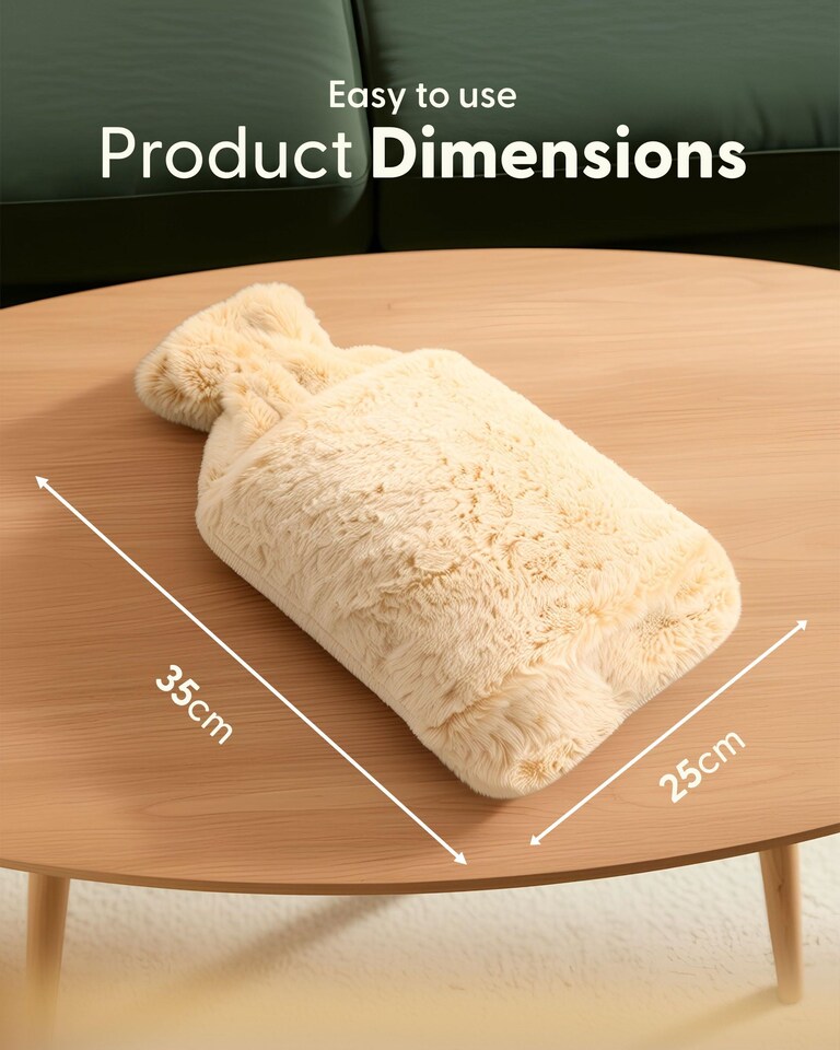 image 1 of Keplin Fluffy Faux Fur Hot Water Bottle 2 Litre with Hand Warming Cover