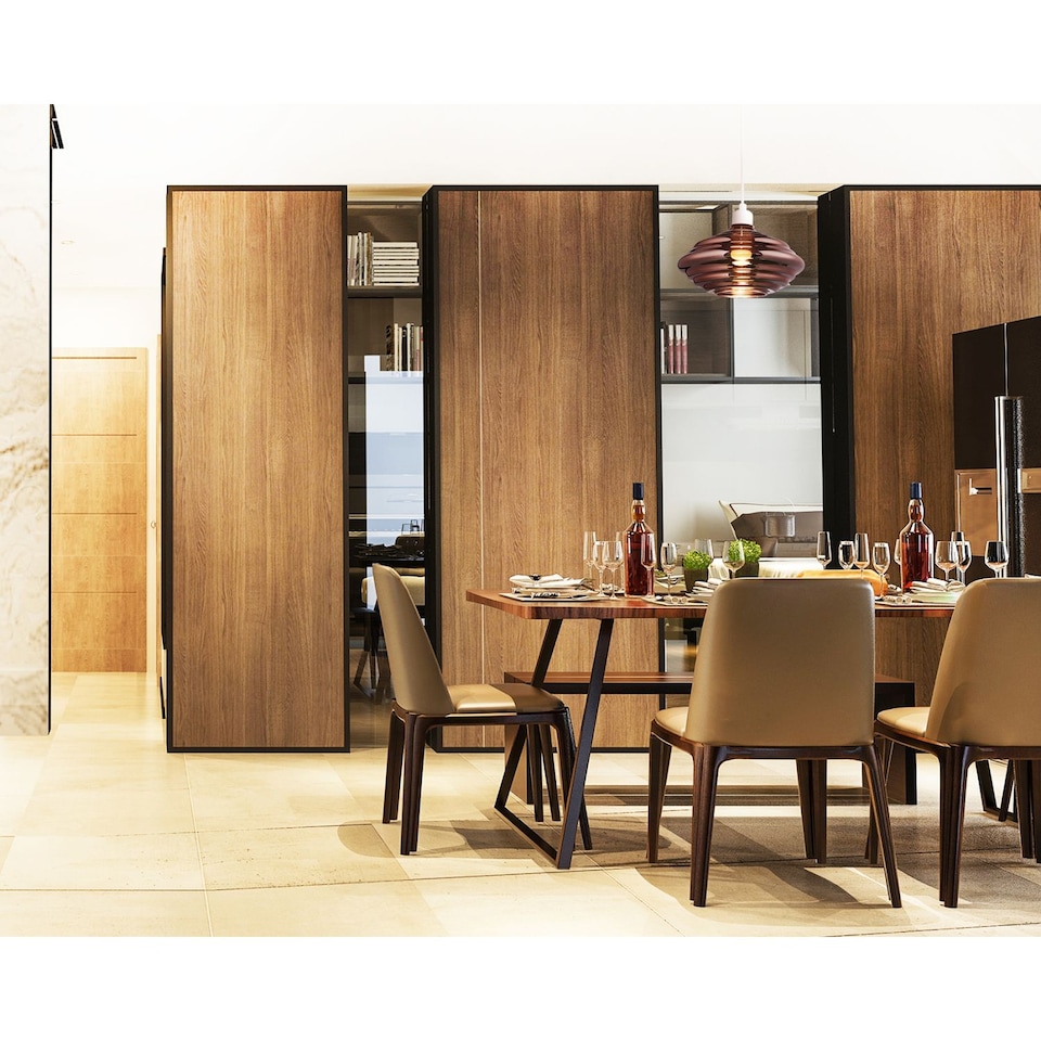 image 1 of Modern Ribbed Honeycomb Glass Pendant Light Shade in Copper Plated 26cm Diameter | Copper