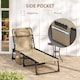 image 7 of Outsunny Portable Sun Lounger, Folding Camping Bed Cot, Reclining Lounge Chair 5-position Adjustable Backrest with Side Pocket, Pillow for Patio Garden Beach Pool | White