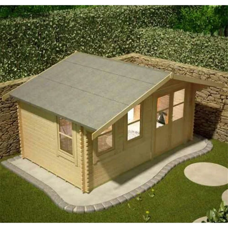 image 1 of 10ft x 14ft (2.95m x 4.15m) Rosco 44mm Wooden Log Cabin (19mm Tongue and Groove Floor and Roof) (10 x 14) (10x14)