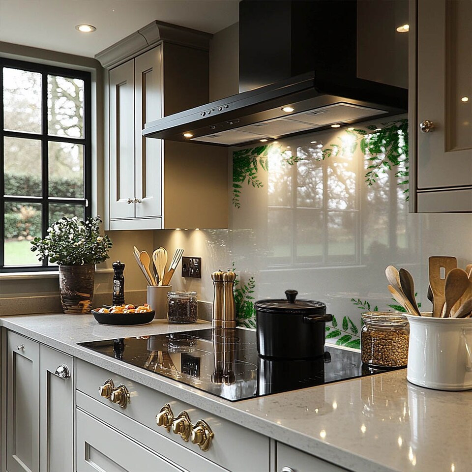 image 1 of Green Botanicals Splash Back | White