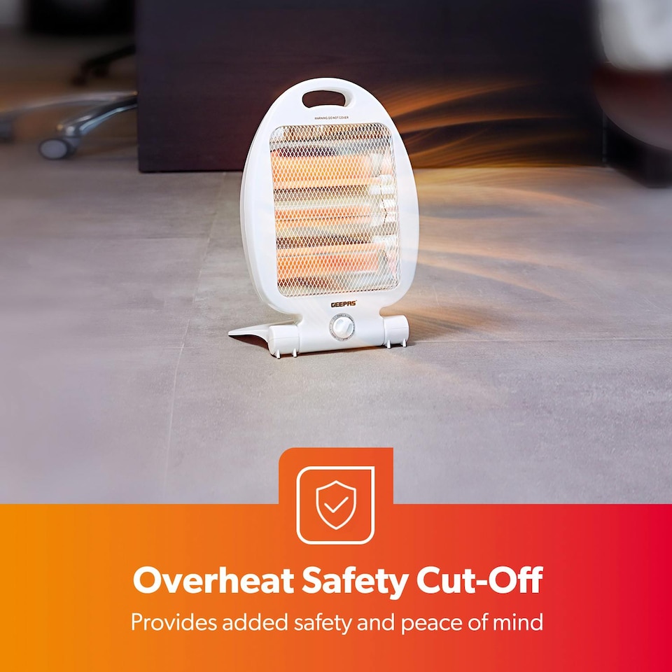 image 1 of GEEPAS 800W Quartz Halogen Heater, White