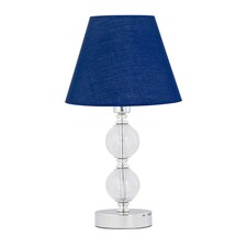 Chrome Two Ball Table Lamp with Navy Blue Shade Chrome | Blue