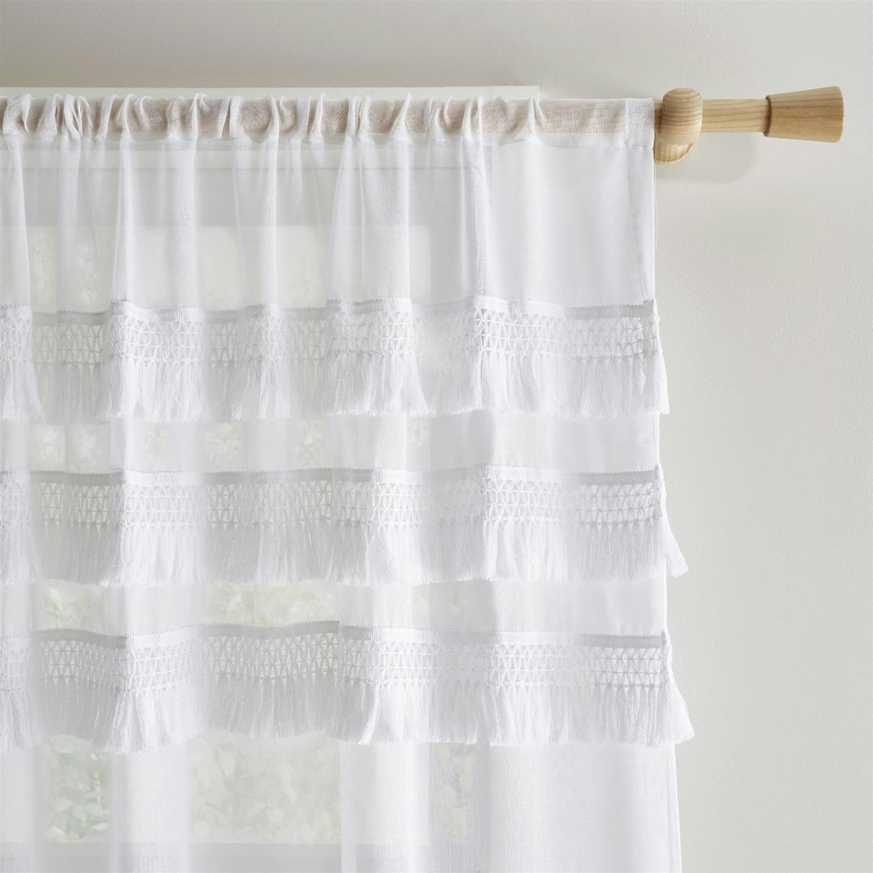 image 1 of Pineapple Elephant Izmir White Tab Top Voile White | 55x72"