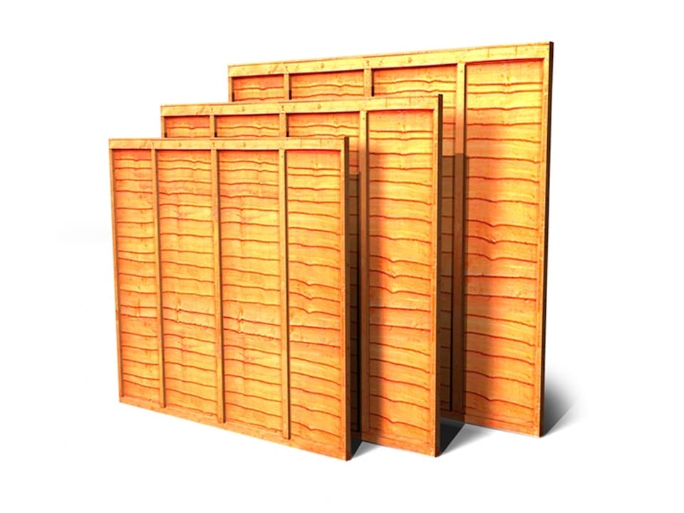 image 1 of eDecks Overlap Waney Edge Timber Fence Panels, 6ft x 5ft - Pack of 5