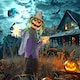 image 2 of HOMCOM 106cm 45 Pumpkin Outdoor Halloween Decoration, Halloween Animatronic with Sound Activated, Light Up Eyes, Music, Animated Prop for Haunted House
