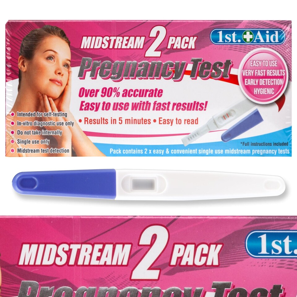 PMS Midstream Pregnancy Detection Tests - Twin Pack, 25 mIU/ml Sensitivity