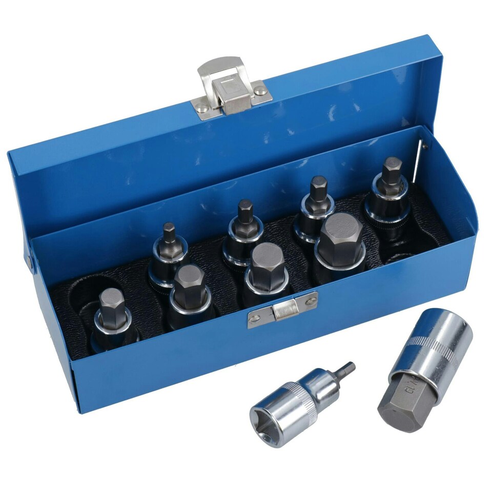 image 1 of 1/2" drive Hex / Allen key bit socket set metric sizes 4mm - 19mm AT659