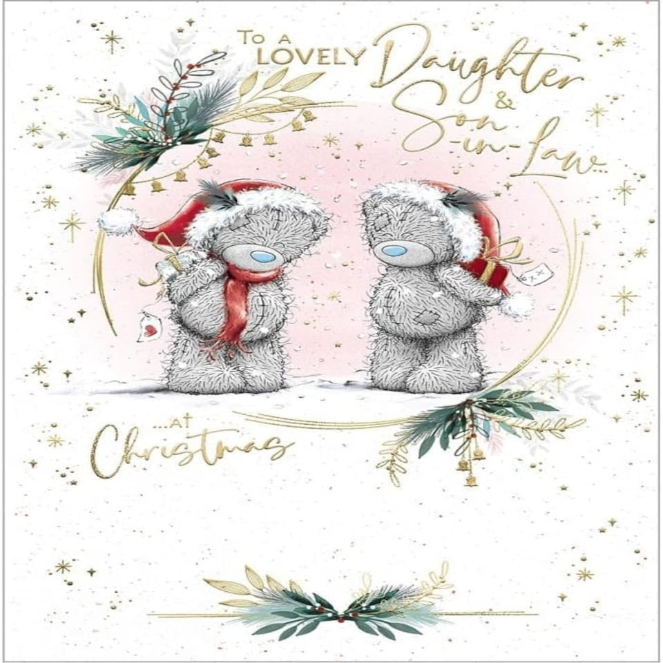 image 1 of Bears Hiding Gifts Behind Backs Daughter And Son In Law Christmas Card