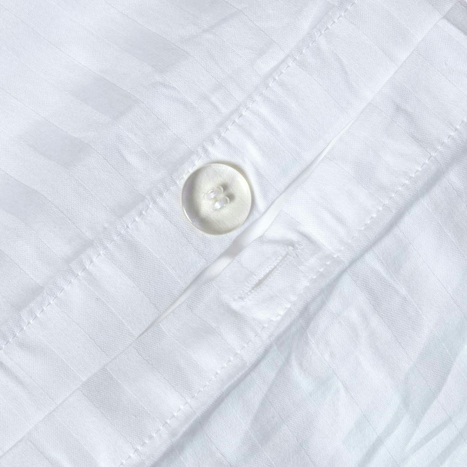 image 1 of Homescapes White Cotton Stripe Cot Bed Duvet Cover Set 330 Thread Count White | One Size