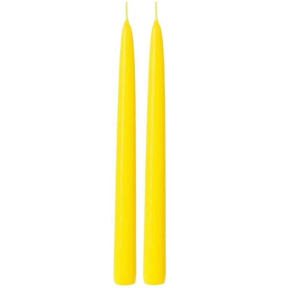 IHR Taper Candle Pair Solid Coloured Unscented Yellow