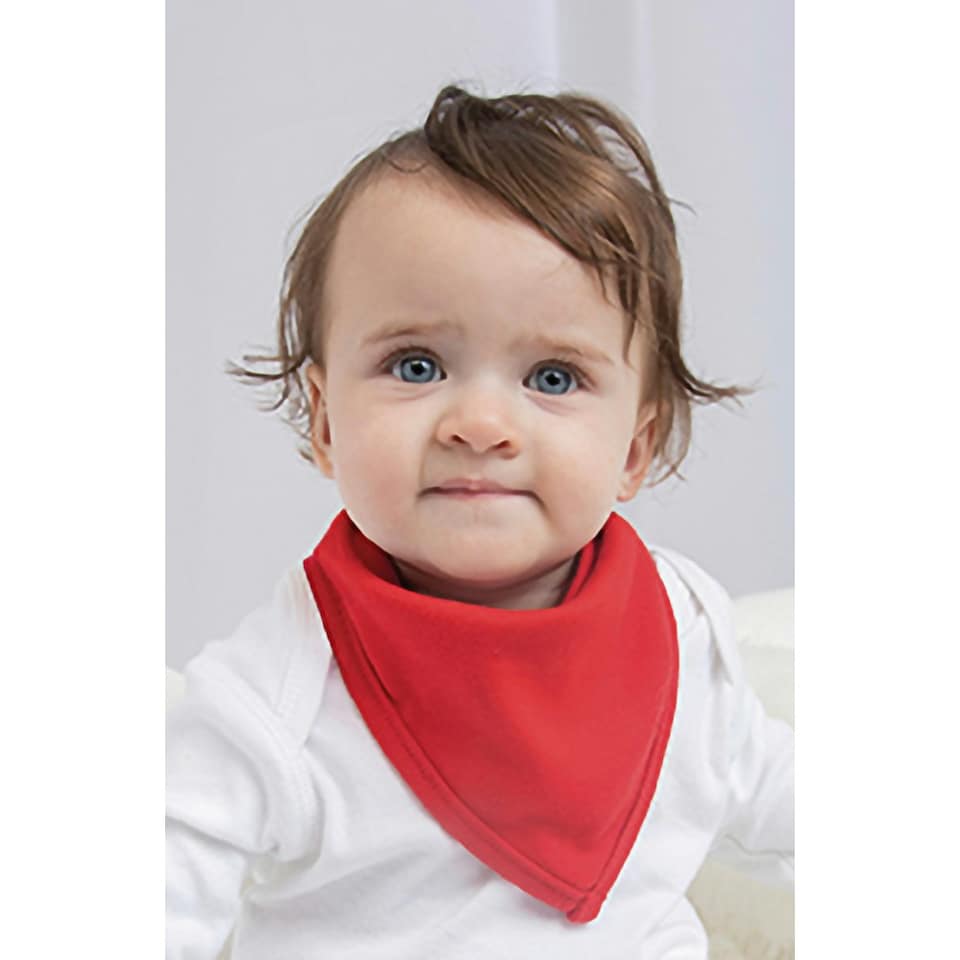 image 1 of Babybugz Baby Plain Bandana Bib - White/Red - One Size
