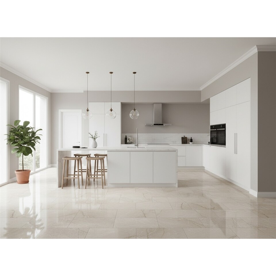 image 1 of Opalus Marble Ivory Matt Porcelain Tile (60 Pack - 20 Box - 43m2 ) - Sink - Floor & Wall Tile -Based on Turkish Silver Marble