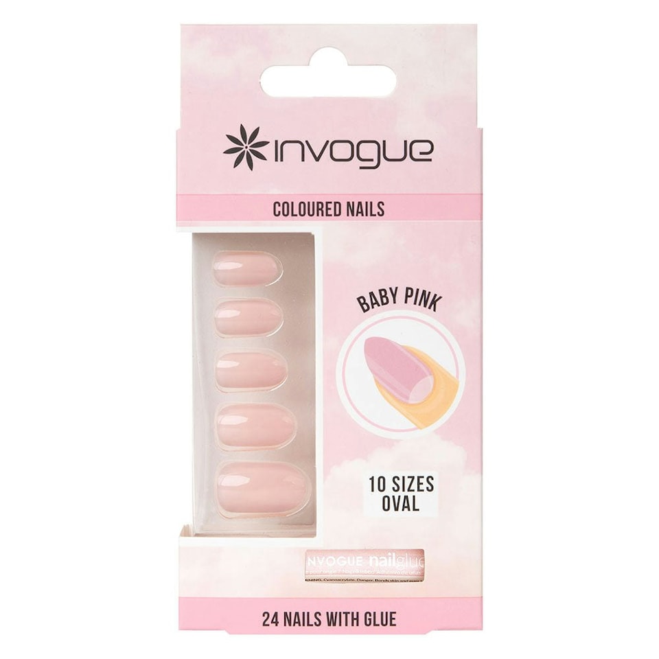image 1 of Invogue Baby Pink Oval Nails - Pack of 24