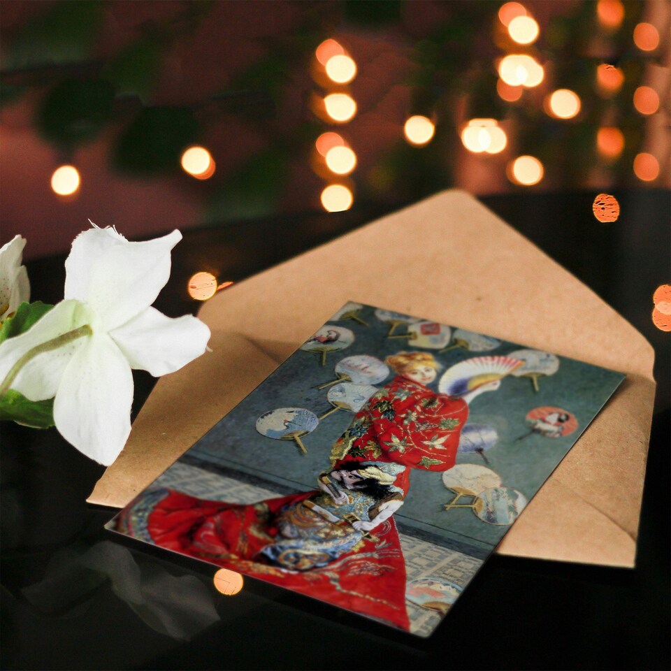image 1 of Claude Monet Art Card Camille In Japanese Costume