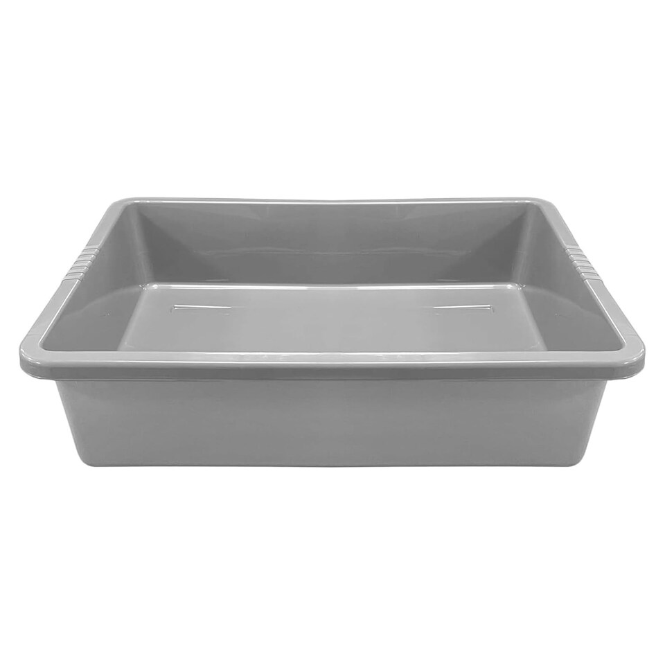 image 1 of 2 x Grey Rectangular Multipurpose Household Tray With Textured Grooved Handles Grey