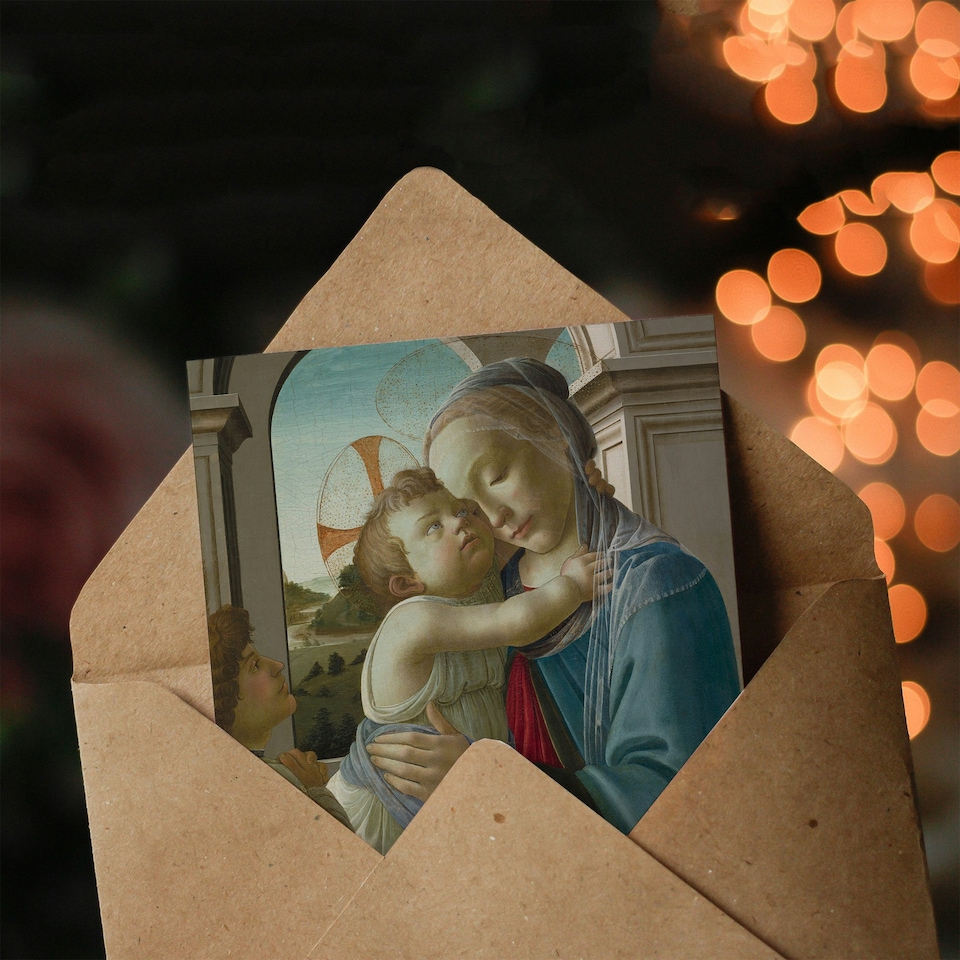 image 1 of Sandro Botticelli Art Card Virgin and Child with an Angel