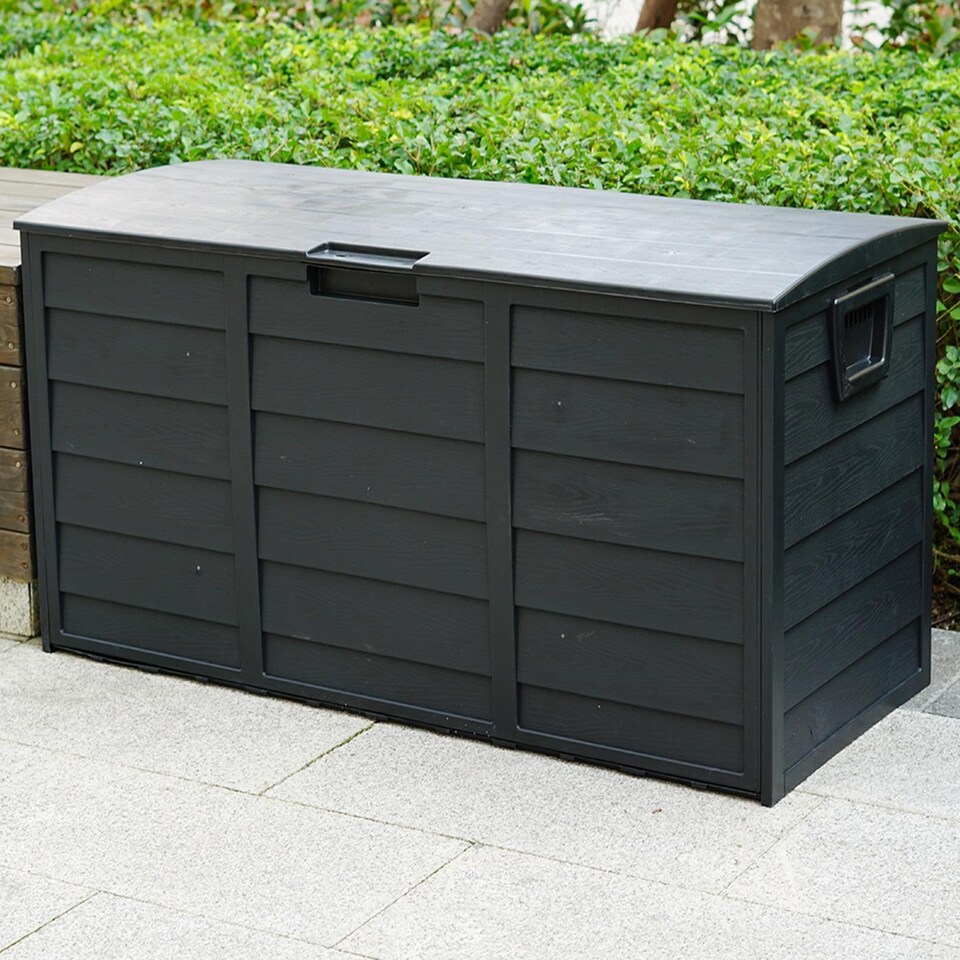 image 1 of Gr8 Garden Black 300L Plastic Storage Box Garden Outdoor Shed Utility Cushion Chest Truck