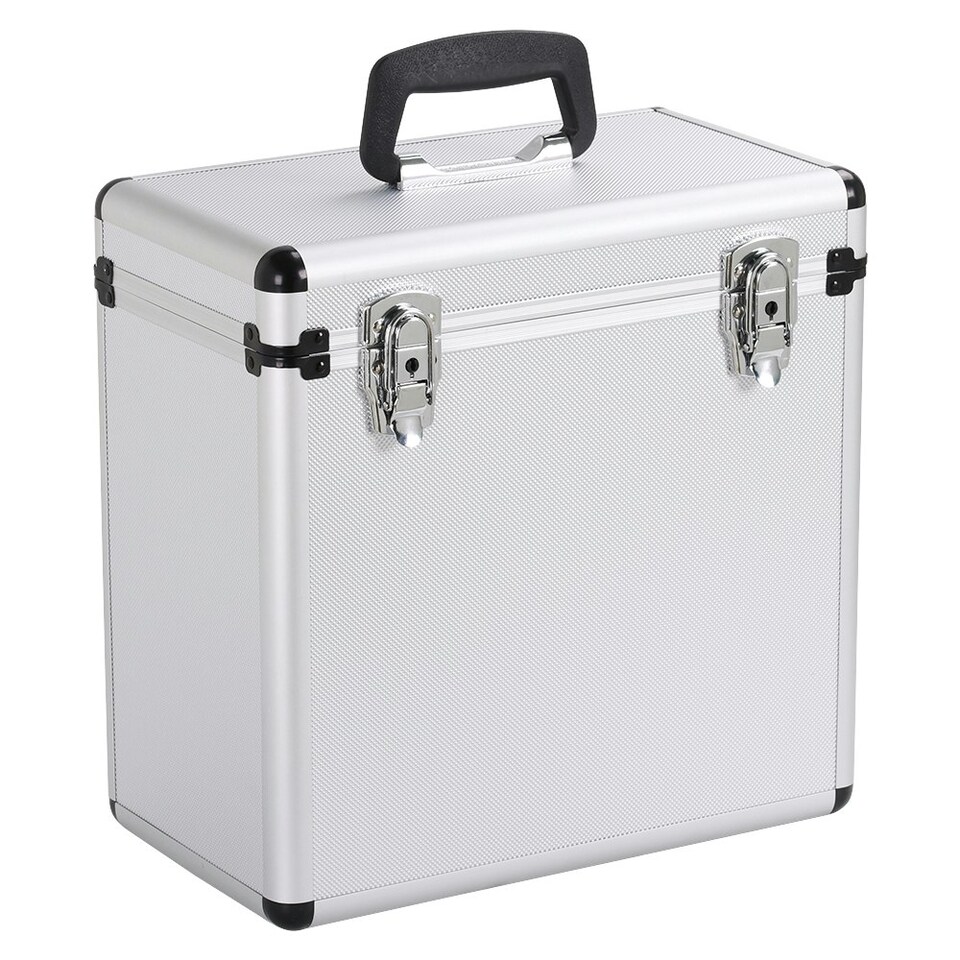 image 1 of Yaheetech Vinyl Storage Case with Lockable Latches Black Silver