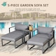 image 4 of Outsunny 5 Piece Garden Conversation Set 2 Footstools End Table