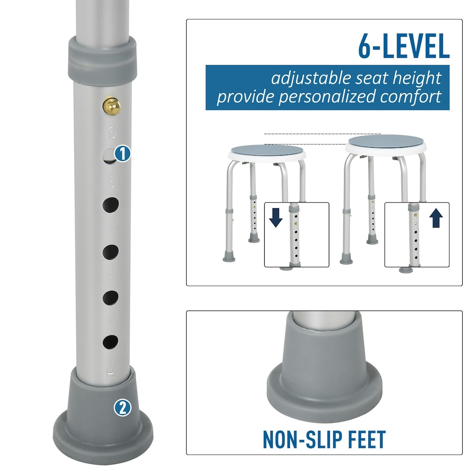 image 1 of HOMCOM 360 Degree Swivel Shower Stool w/ Non-Slip Feet for Disabled Blue